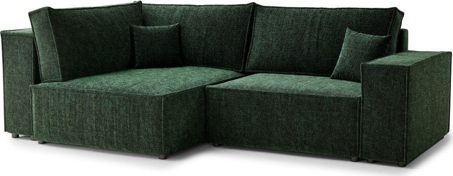 Tmavě zelená žinylková rozkládací/s úložným prostorem rohová pohovka (levý roh/do L) Tonga – Maison de Rêve