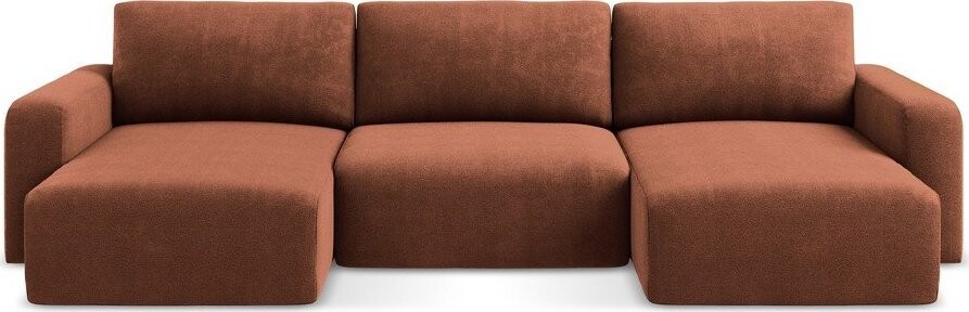 Žinylková rozkládací/s úložným prostorem rohová pohovka v terakotové barvě (do 