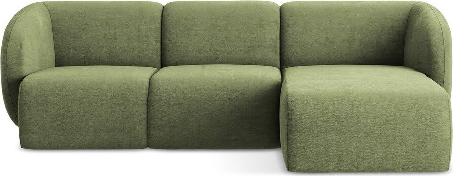 Zelená žinylková rohová pohovka (pravý roh/s lenoškou) Lani – Makamii