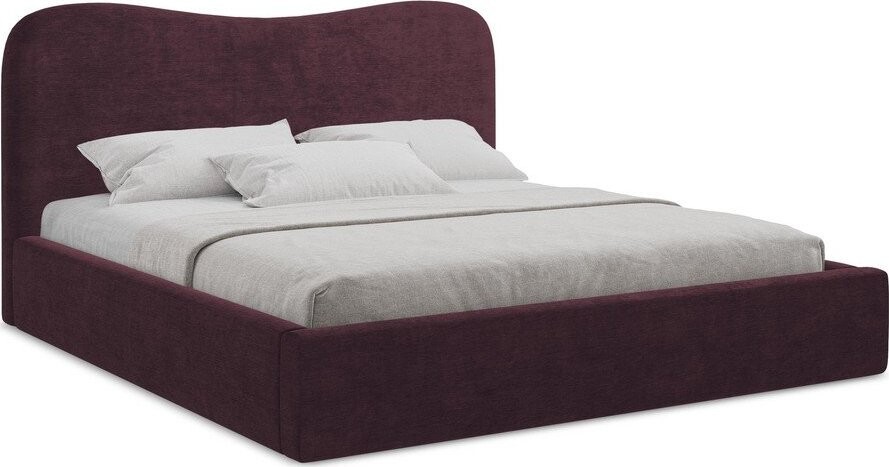 Tmavě fialová čalouněná dvoulůžková postel s úložným prostorem s roštem 140x200 cm Kahai – Makamii