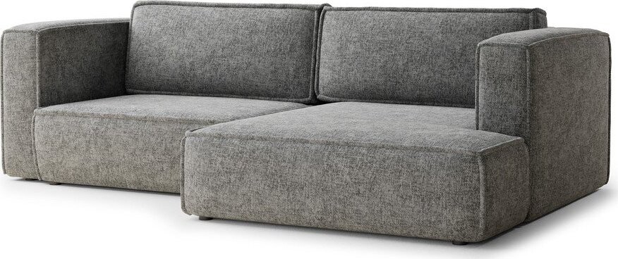 Šedá žinylková rozkládací/s úložným prostorem rohová pohovka (pravý roh/s lenoškou) Velto – Maison de Rêve