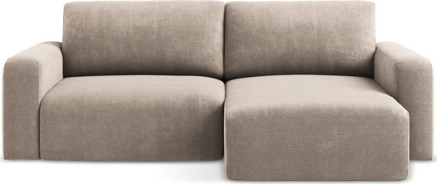 Béžová žinylková rozkládací/s úložným prostorem rohová pohovka (pravý roh/s lenoškou) Kona – Makamii