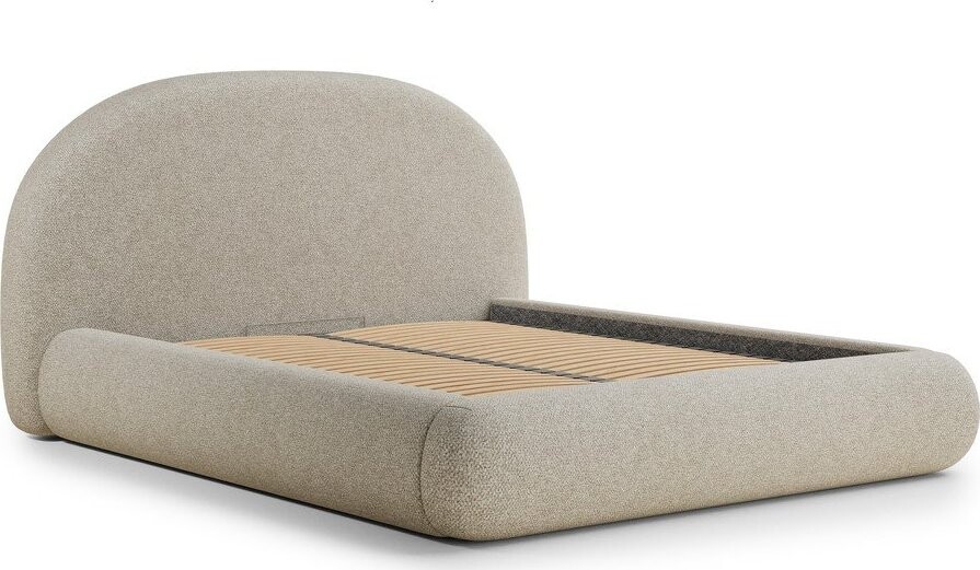 Béžová čalouněná dvoulůžková postel s úložným prostorem s roštem 180x200 cm Maumere – Maison de Rêve