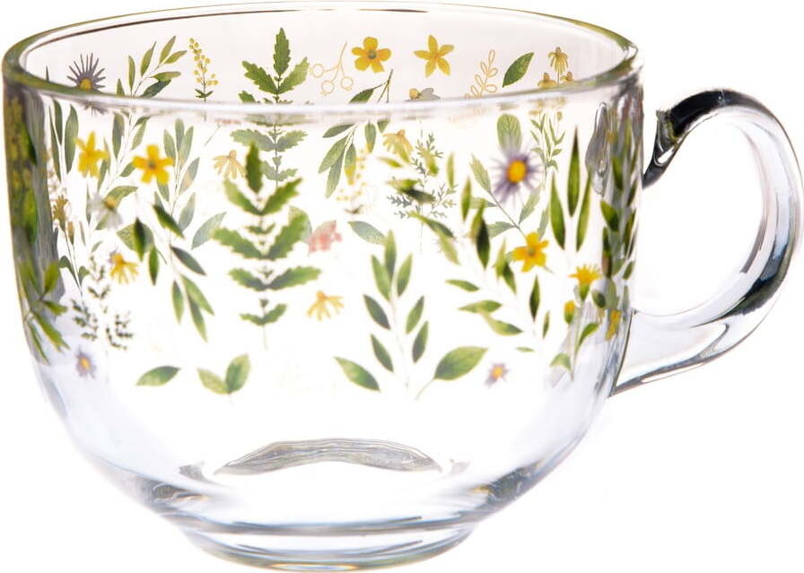 Zelený skleněný hrnek 500 ml Wildflowers – Dakls