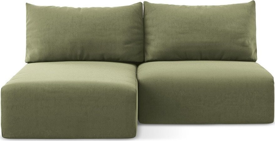 Zelená sametová rozkládací/s úložným prostorem rohová pohovka (levý roh/s lenoškou) Kalena – Makamii