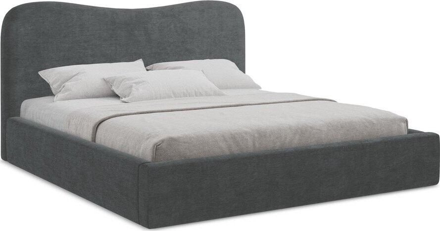 Tmavě šedá čalouněná dvoulůžková postel s úložným prostorem s roštem 140x200 cm Kahai – Makamii