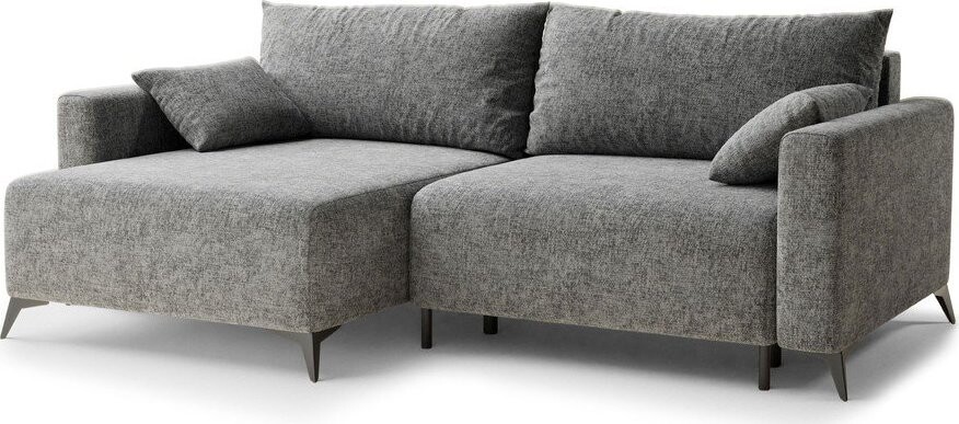 Šedá žinylková rozkládací/s úložným prostorem rohová pohovka (levý roh/s lenoškou) Leon – Maison de Rêve