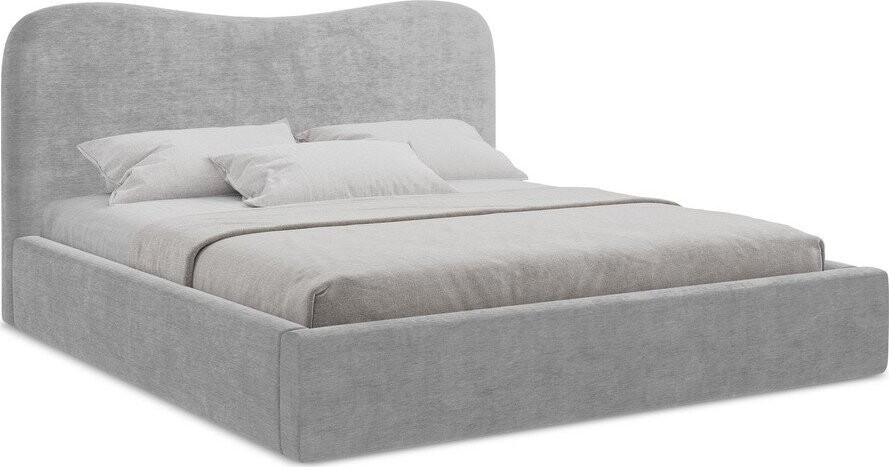 Světle šedá čalouněná dvoulůžková postel s úložným prostorem s roštem 160x200 cm Kahai – Makamii