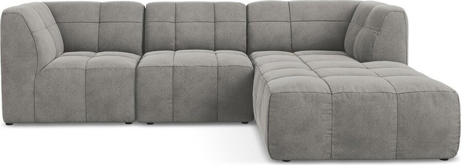 Šedá sametová rohová pohovka (pravý roh/s lenoškou) Aloha – Makamii