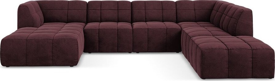 Vínová sametová rohová pohovka (do 
