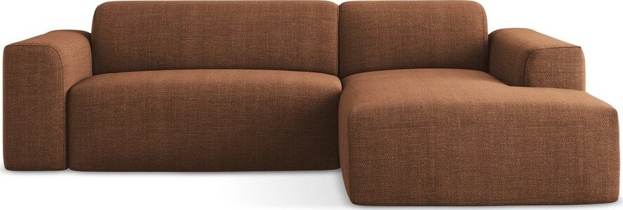 Rohová pohovka v terakotové barvě (pravý roh/s lenoškou) Keli – Makamii