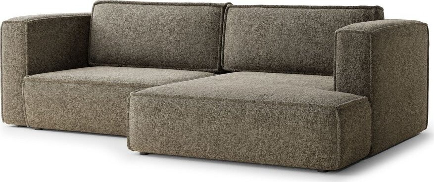 Hnědá žinylková rozkládací/s úložným prostorem rohová pohovka (pravý roh/s lenoškou) Velto – Maison de Rêve