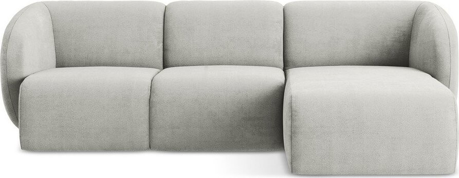 Světle šedá žinylková rohová pohovka (pravý roh/s lenoškou) Lani – Makamii