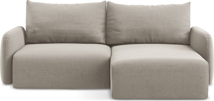 Taupe sametová rozkládací/s úložným prostorem rohová pohovka (pravý roh/s lenoškou) Kalena – Makamii