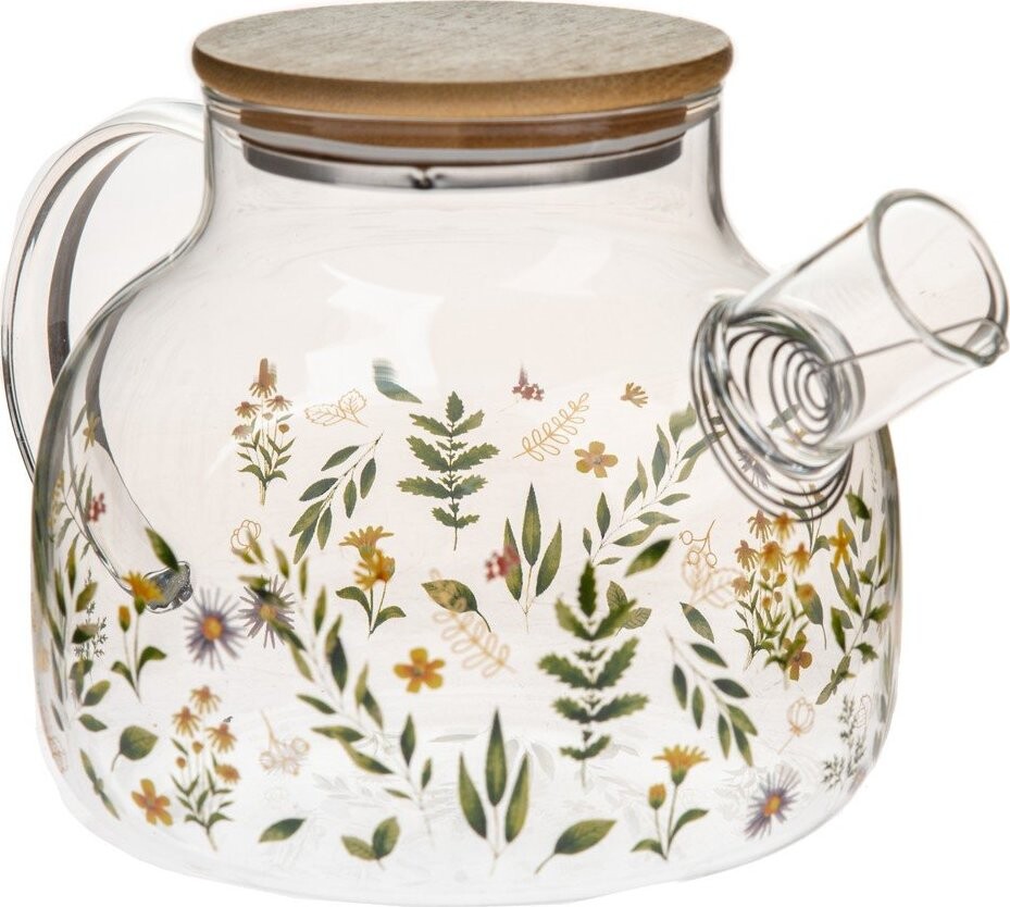Zelená skleněná konvice na čaj 1 l Wildflowers – Dakls