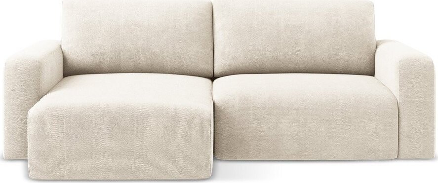 Krémová žinylková rozkládací/s úložným prostorem rohová pohovka (levý roh/s lenoškou) Kona – Makamii