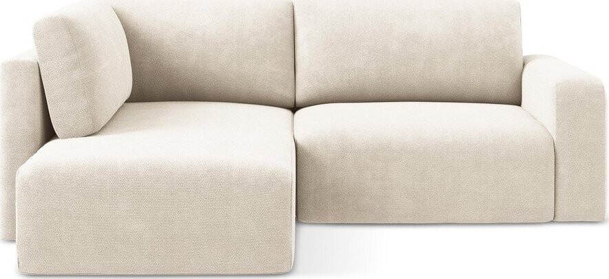 Krémová žinylková rozkládací/s úložným prostorem rohová pohovka (levý roh/do L) Kona – Makamii