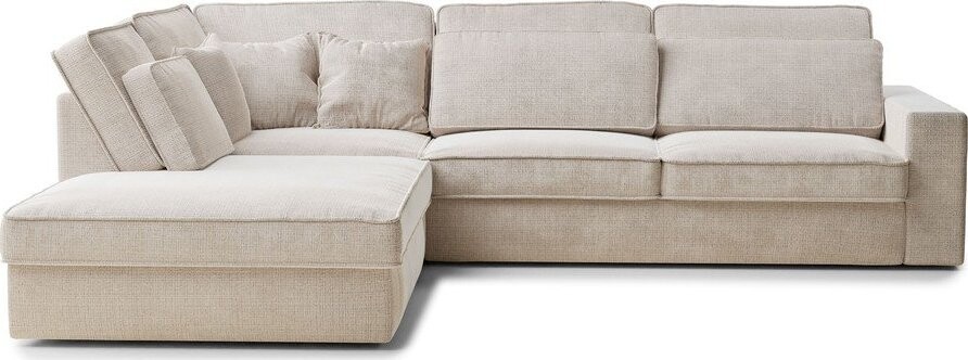 Krémová žinylková rohová pohovka (levý roh/do L) Kirou – Maison de Rêve