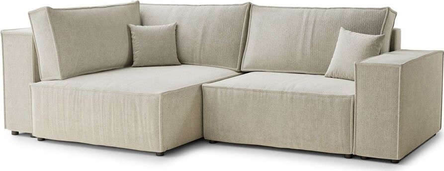 Krémová žinylková rozkládací/s úložným prostorem rohová pohovka (levý roh/do L) Tonga – Maison de Rêve