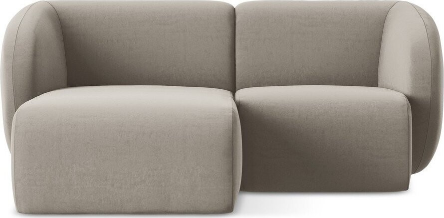 Světle hnědá sametová rohová pohovka (levý roh/s lenoškou) Lani – Makamii