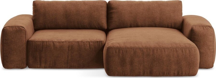 Žinylková rozkládací rohová pohovka v terakotové barvě (pravý roh/s lenoškou) Kuki – Makamii