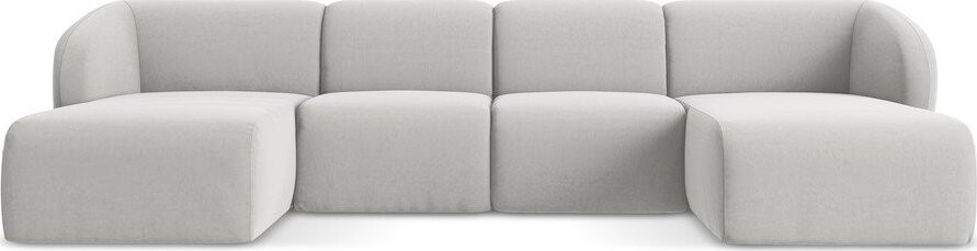 Světle šedá sametová rohová pohovka (do 