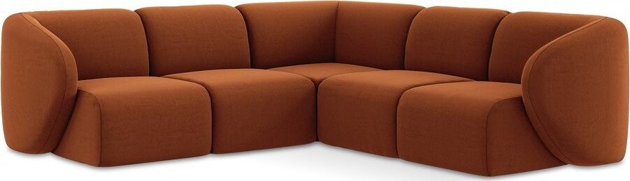 Sametová rohová pohovka v terakotové barvě Lani – Makamii