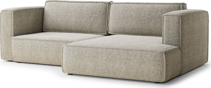 Béžová žinylková rozkládací/s úložným prostorem rohová pohovka (pravý roh/s lenoškou) Velto – Maison de Rêve