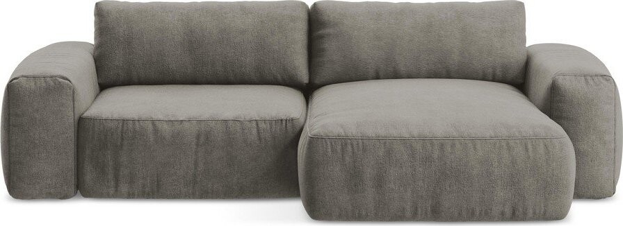 Šedá žinylková rozkládací rohová pohovka (pravý roh/s lenoškou) Kuki – Makamii