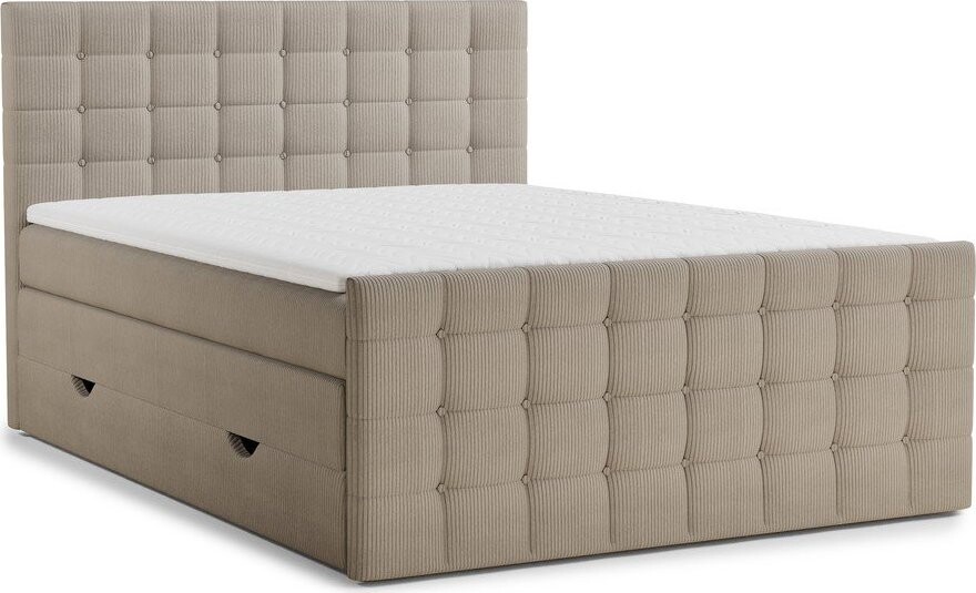Béžová boxspring postel s úložným prostorem 160x200 cm Tasca – Maison de Rêve
