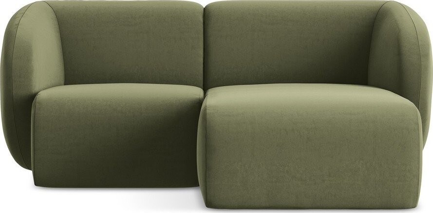 Zelená sametová rohová pohovka (pravý roh/s lenoškou) Lani – Makamii