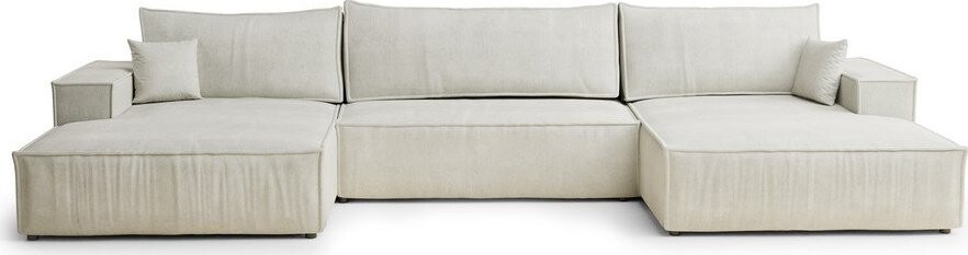 Krémová žinylková rozkládací/s úložným prostorem rohová pohovka (do 