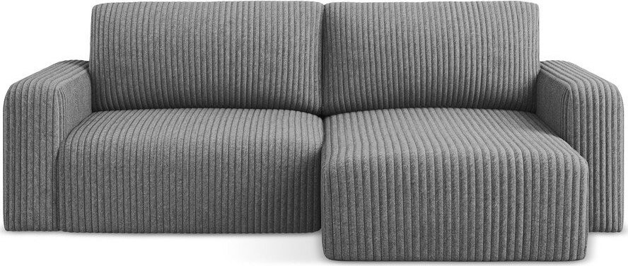 Šedá manšestrová rozkládací/s úložným prostorem rohová pohovka (pravý roh/s lenoškou) Kona – Makamii