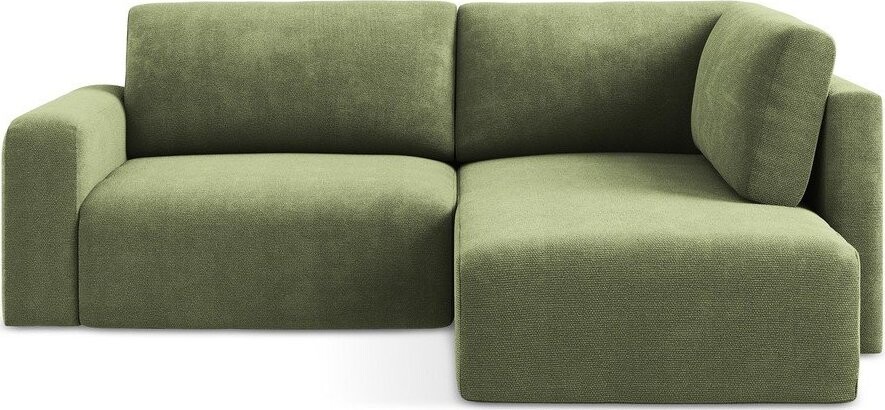 Zelená žinylková rozkládací/s úložným prostorem rohová pohovka (pravý roh/do L) Kona – Makamii