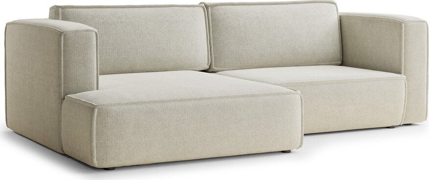 Krémová žinylková rozkládací/s úložným prostorem rohová pohovka (levý roh/s lenoškou) Velto – Maison de Rêve