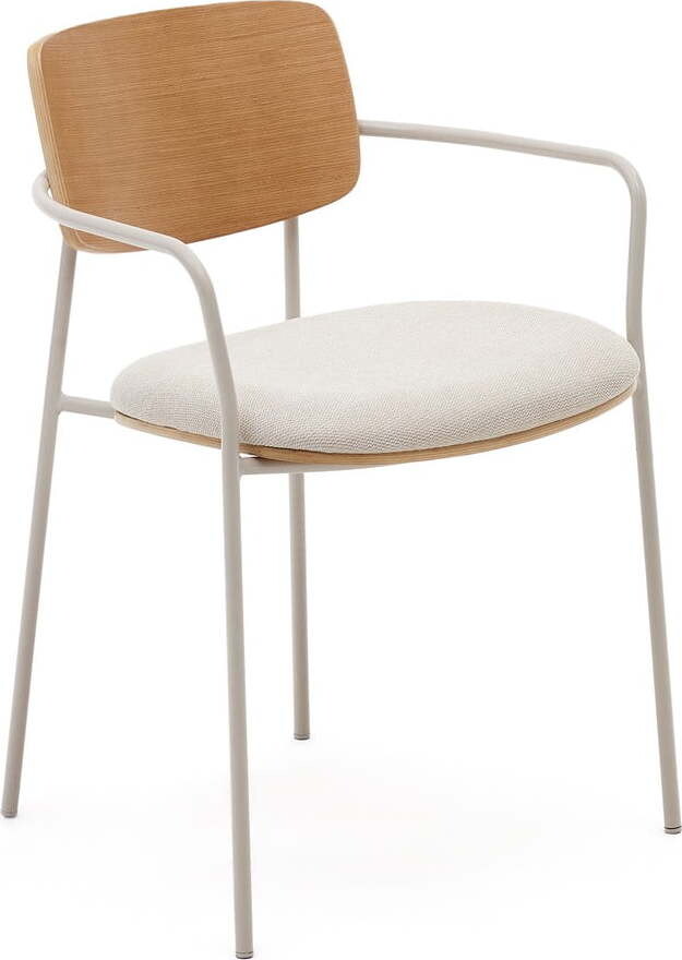 Béžová čalouněná jídelní židle s područkami/stohovatelná Maureen – Kave Home