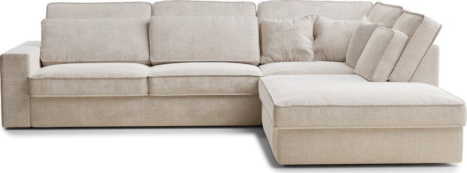 Krémová žinylková rohová pohovka (pravý roh/do L) Kirou – Maison de Rêve