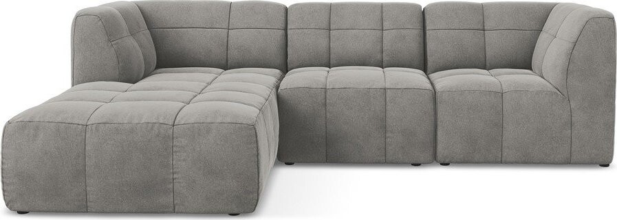 Šedá sametová rohová pohovka (levý roh/s lenoškou) Aloha – Makamii