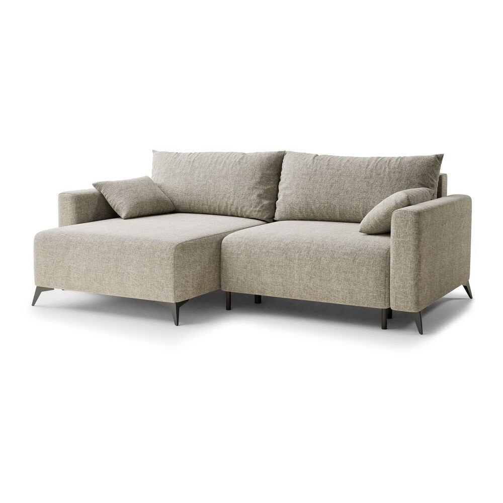 Béžová žinylková rozkládací/s úložným prostorem rohová pohovka (levý roh/s lenoškou) Leon – Maison de Rêve