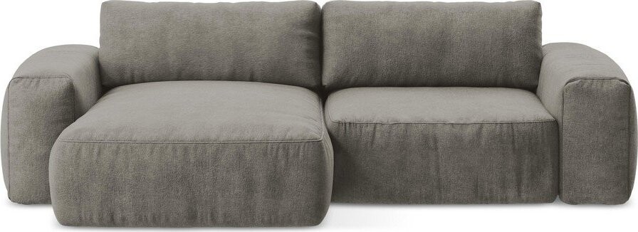 Šedá žinylková rozkládací rohová pohovka (levý roh/s lenoškou) Kuki – Makamii