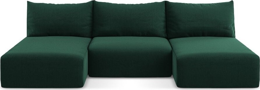 Tmavě zelená sametová rozkládací/s úložným prostorem rohová pohovka (do 