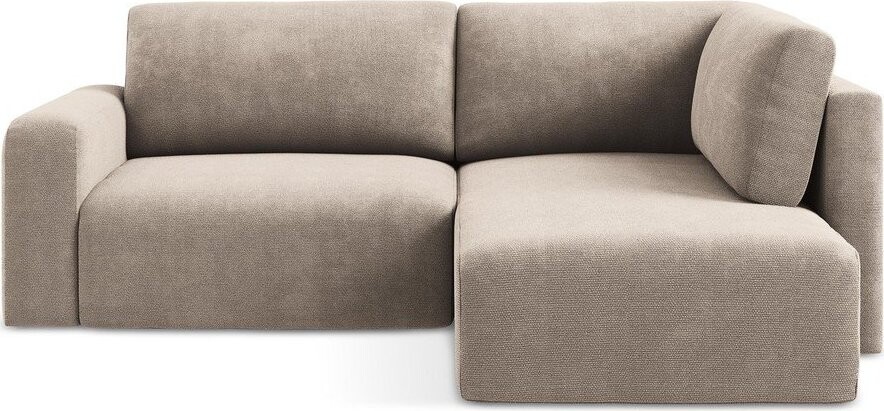 Béžová žinylková rozkládací/s úložným prostorem rohová pohovka (pravý roh/do L) Kona – Makamii