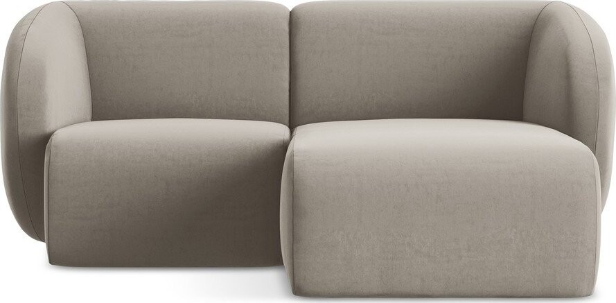 Světle hnědá sametová rohová pohovka (pravý roh/s lenoškou) Lani – Makamii