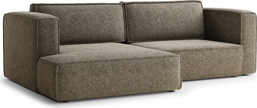 Hnědá žinylková rozkládací/s úložným prostorem rohová pohovka (levý roh/s lenoškou) Velto – Maison de Rêve