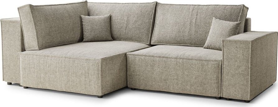 Béžová žinylková rozkládací/s úložným prostorem rohová pohovka (levý roh/do L) Tonga – Maison de Rêve