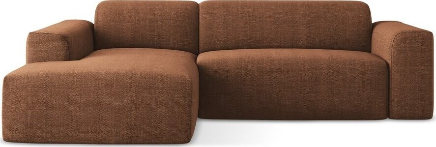 Rohová pohovka v terakotové barvě (levý roh/s lenoškou) Keli – Makamii