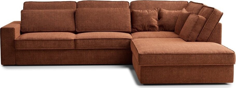 Žinylková rohová pohovka v měděné barvě (pravý roh/do L) Kirou – Maison de Rêve