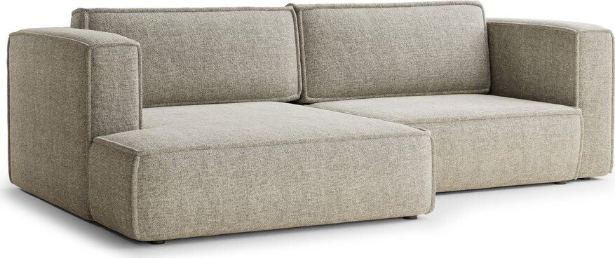 Béžová žinylková rozkládací/s úložným prostorem rohová pohovka (levý roh/s lenoškou) Velto – Maison de Rêve