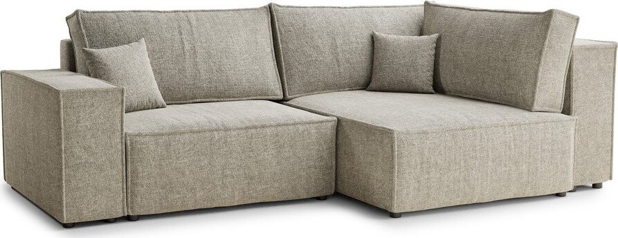 Béžová žinylková rozkládací/s úložným prostorem rohová pohovka (pravý roh/do L) Tonga – Maison de Rêve