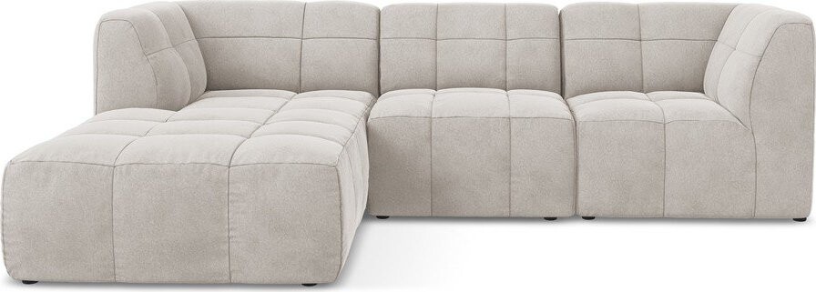 Béžová sametová rohová pohovka (levý roh/s lenoškou) Aloha – Makamii